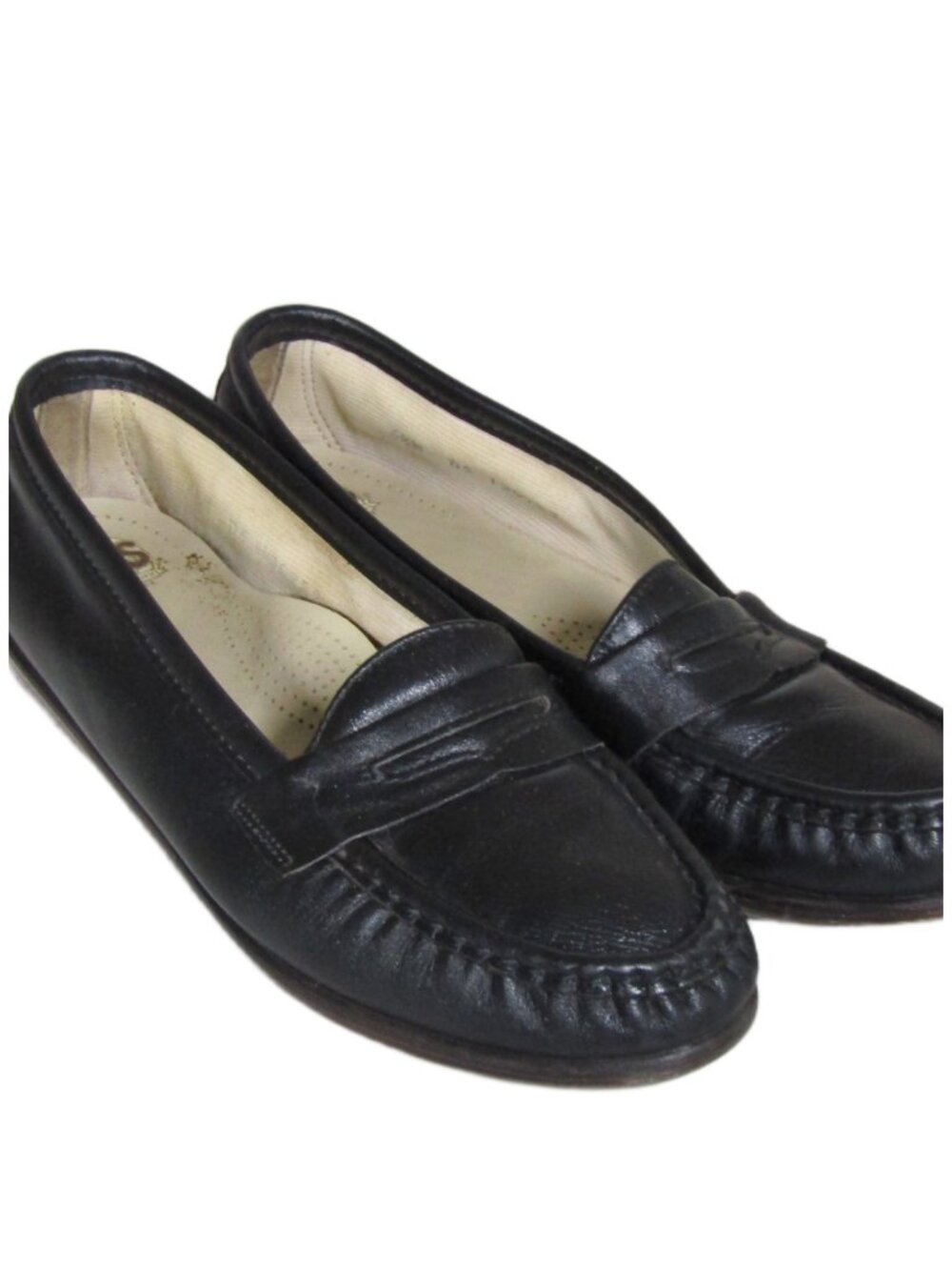 SAS San Antonio Women Black Leather Penny Loafers Moccasin Comfort Shoes 6.5 M